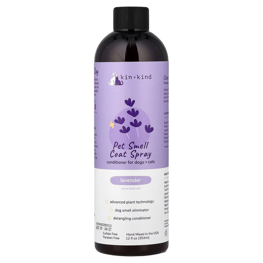 Kin+Kind, Pet Smell Coat Spray, Conditioner For Dogs + Cats, Lavender, 12 fl oz (354 ml)