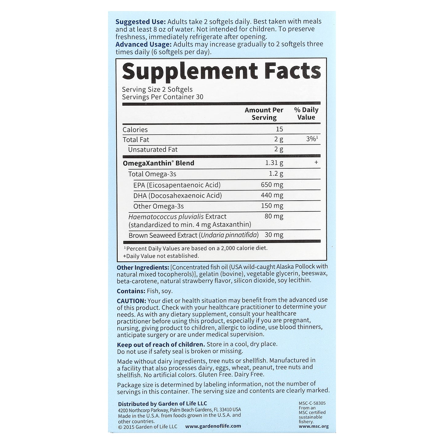 Garden of Life, Oceans 3™, Beyond Omega-3 with OmegaXanthin™, 60 Softgels