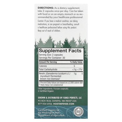 Host Defense, Mushrooms™, Reishi, 60 Capsules (0.5 g per Capsule)
