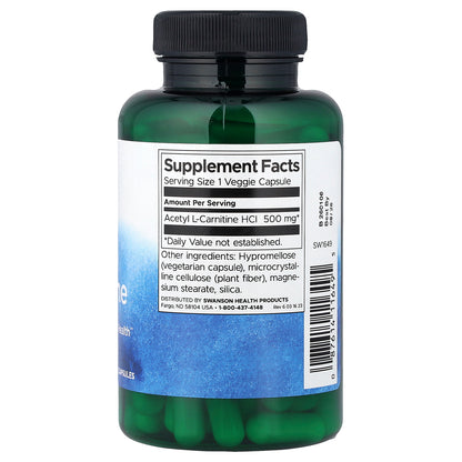 Swanson, Acetyl L-Carnitine, 500 mg, 100 Veggie Capsules