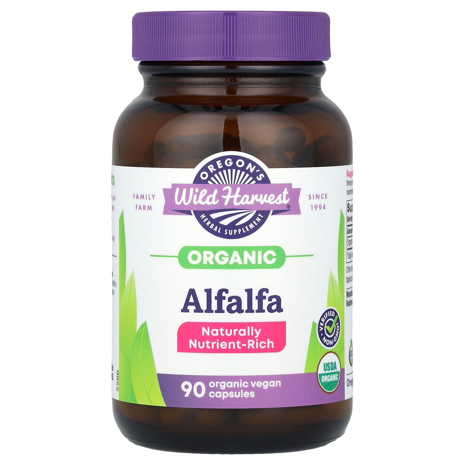 Oregon's Wild Harvest, Organic Alfalfa, 90 Organic Vegan Capsules (400 mg per Capsule)