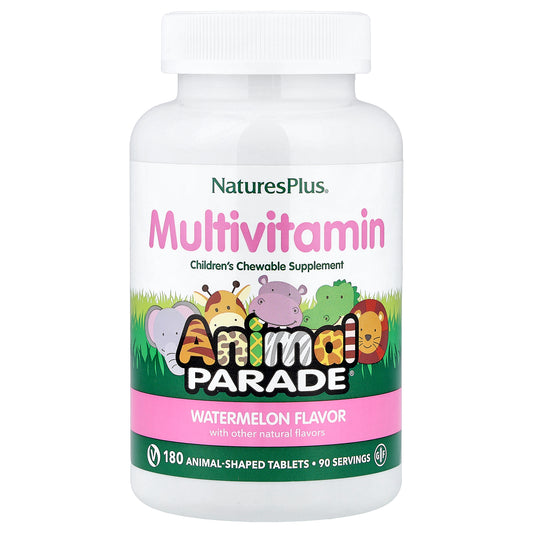 NaturesPlus, Animal Parade, Children's Chewable Supplement, Watermelon, 180 Animal-Shaped Tablets