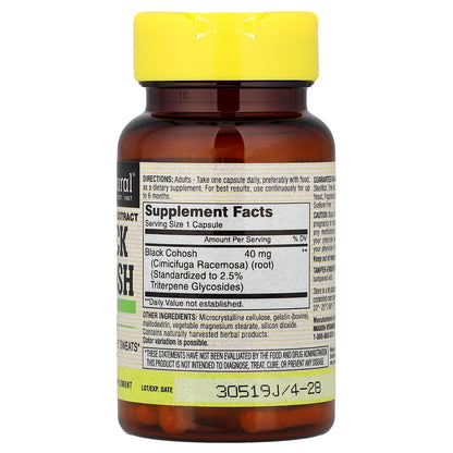 Mason Natural, Black Cohosh, Standardized Extract, 60 Capsules (40 mg per Capsule)