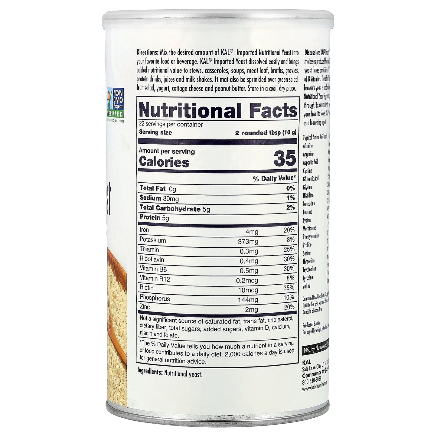 KAL, Imported Nutritional Yeast Flakes, Unsweetened, 7.8 oz (220 g)