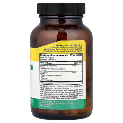 Country Life, Saw Palmetto & Pygeum Extract, 90 Vegan Capsules