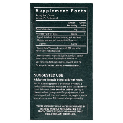 Gaia Herbs, Holy Basil Leaf, 60 Vegan Liquid Phyto-Caps®