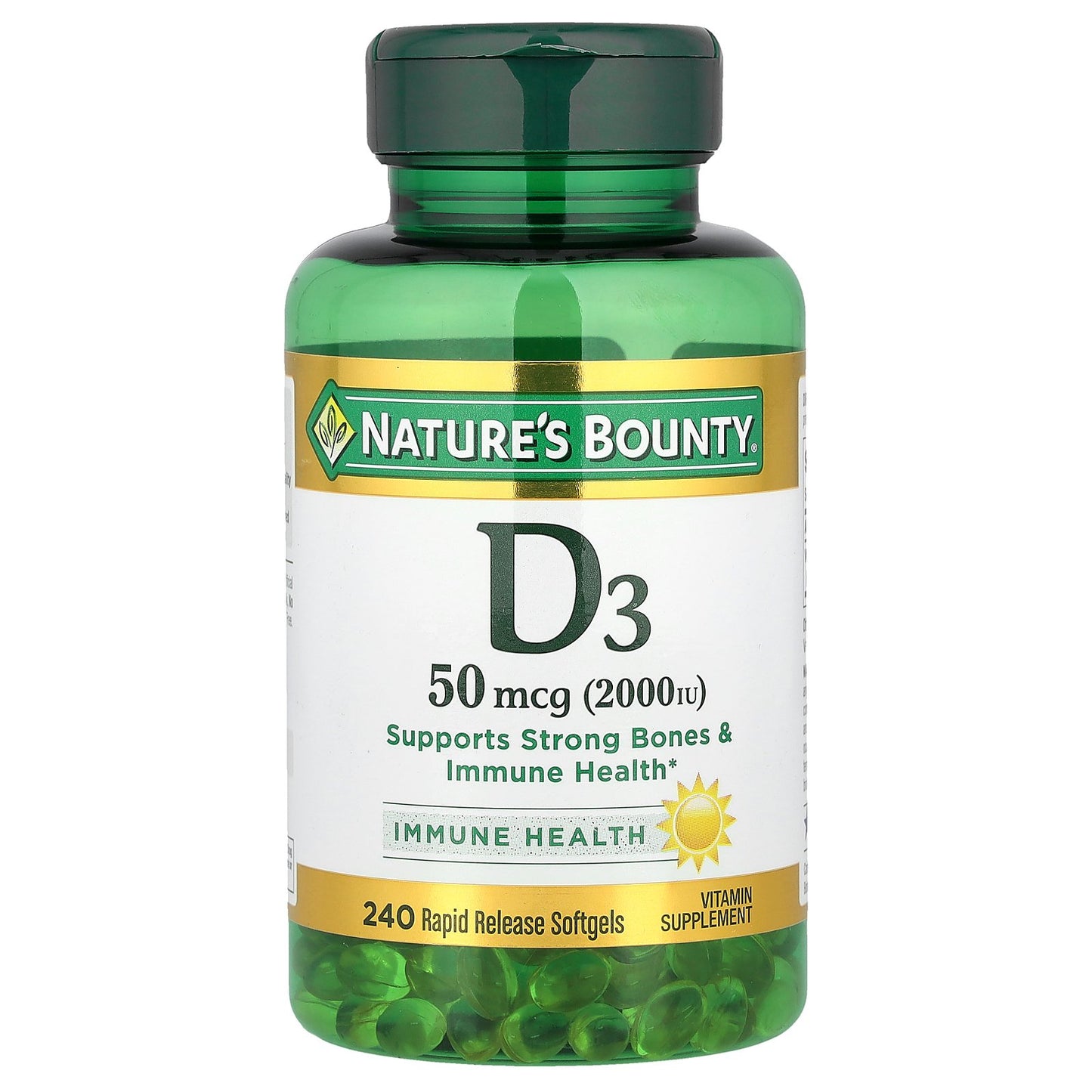 Nature's Bounty, D3, 50 mcg (2,000 IU), 240 Rapid Release Softgels