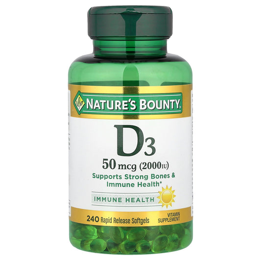 Nature's Bounty, D3, 50 mcg (2,000 IU), 240 Rapid Release Softgels