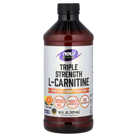 NOW Foods, Sports, Triple Strength L-Carnitine Liquid, Citrus, 3,000 mg, 16 fl oz (473 ml)