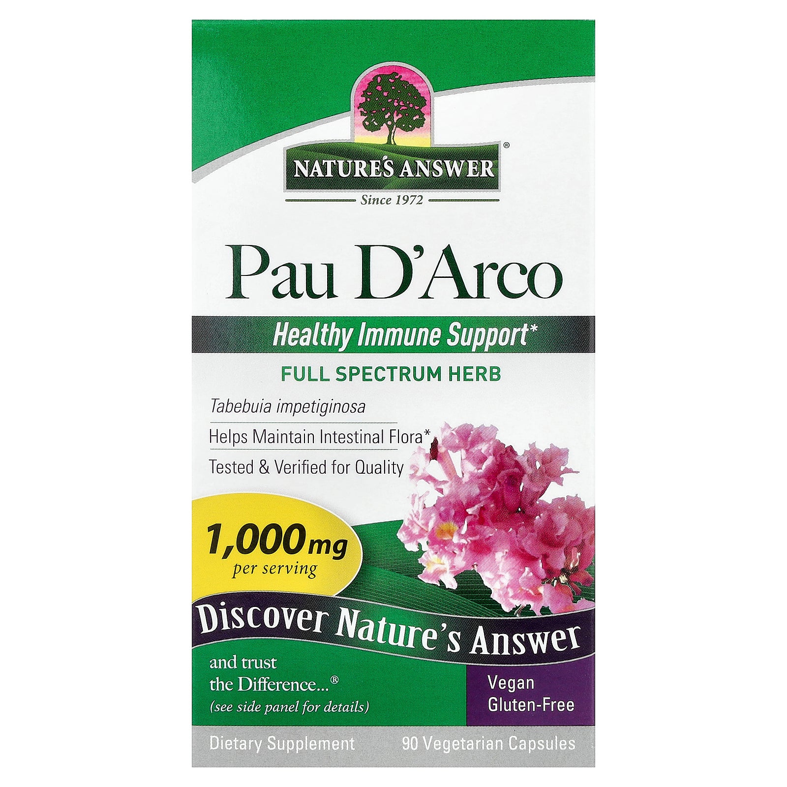 Nature's Answer, Pau D'Arco, 90 Vegetarian Capsules (500 mg per Capsule)