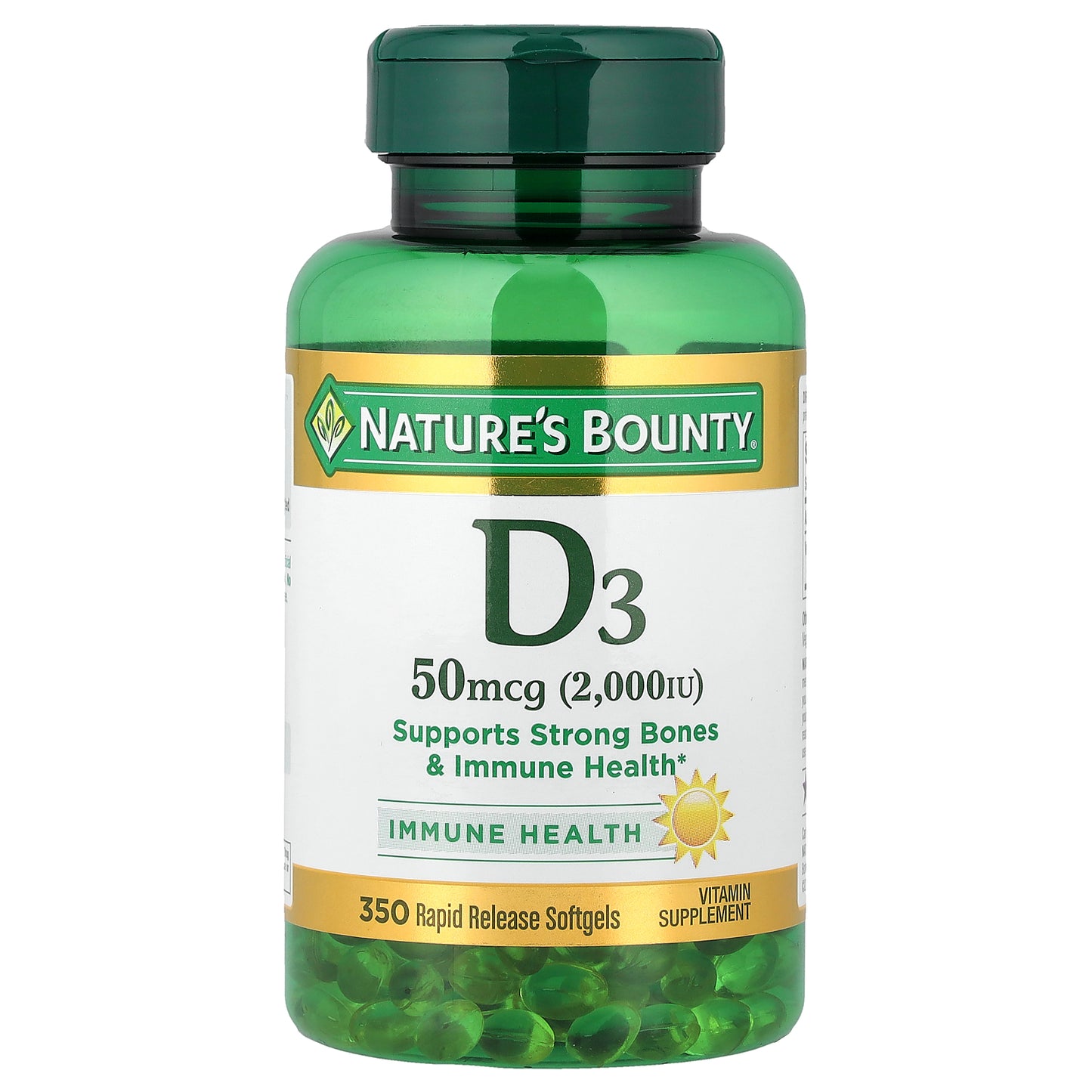 Nature's Bounty, D3, 50 mcg (2,000 IU), 350 Rapid Release Softgels