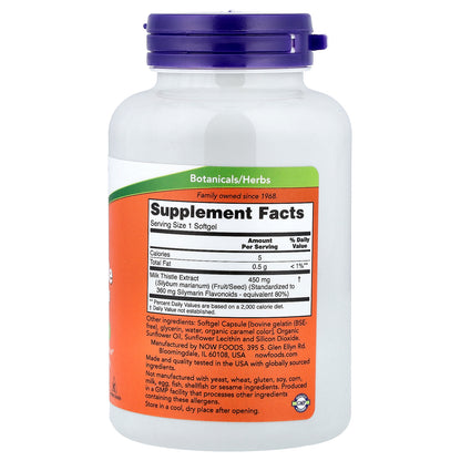 NOW Foods, Milk Thistle Extract, 450 mg, 120 Softgels