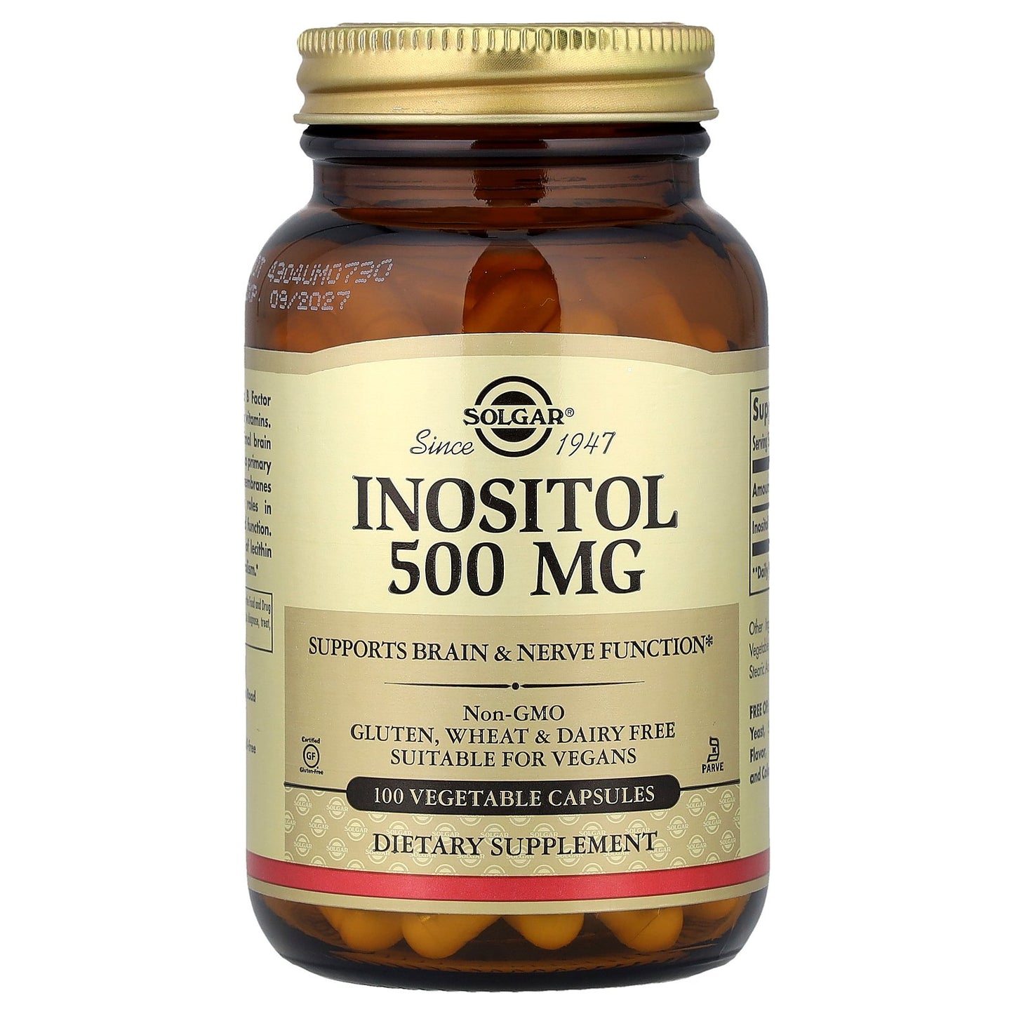 Solgar, Inositol, 500 mg, 100 Vegetable Capsules
