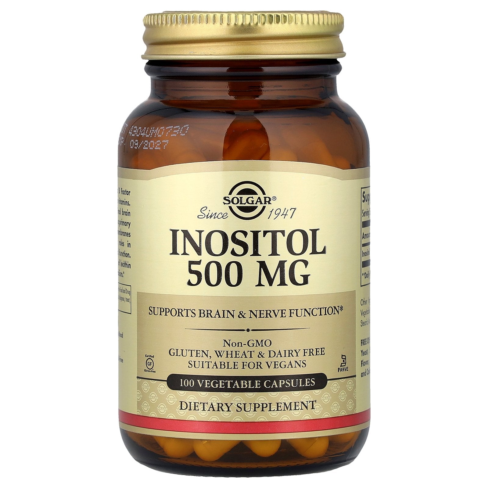 Solgar, Inositol, 500 mg, 100 Vegetable Capsules
