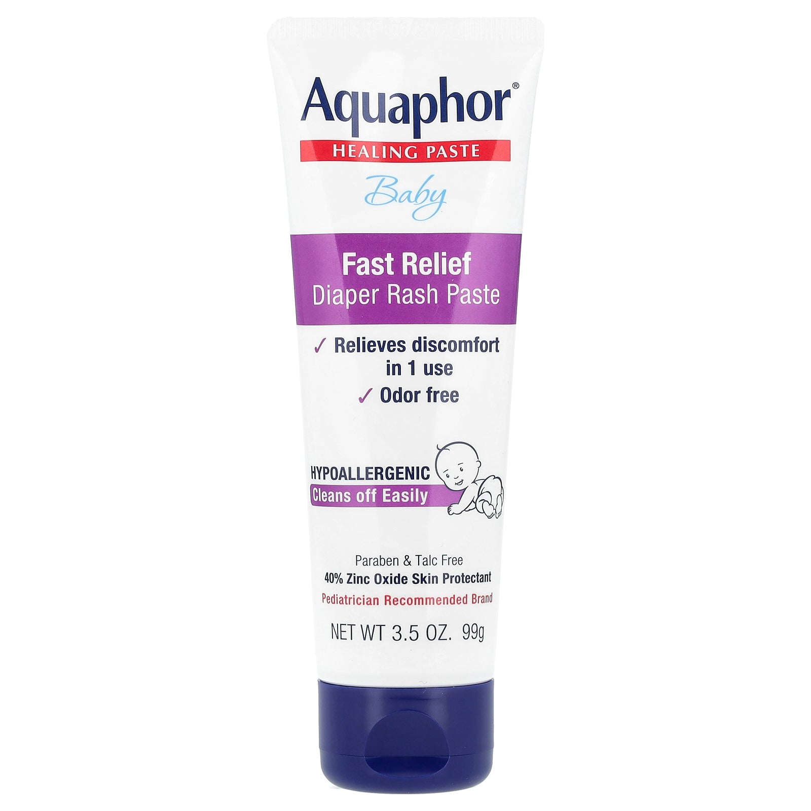 Aquaphor, Baby, Fast Relief Diaper Rash Paste, 3.5 oz (99 g)