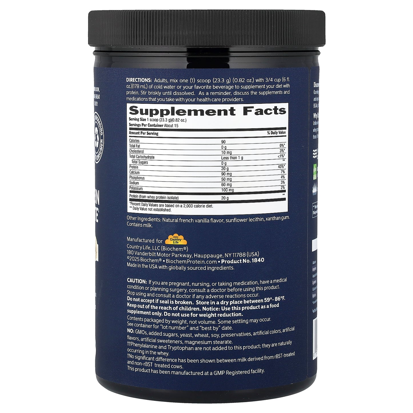 Biochem, 100% Whey Protein Isolate Powder, Natural, 12.3 oz (350 g)