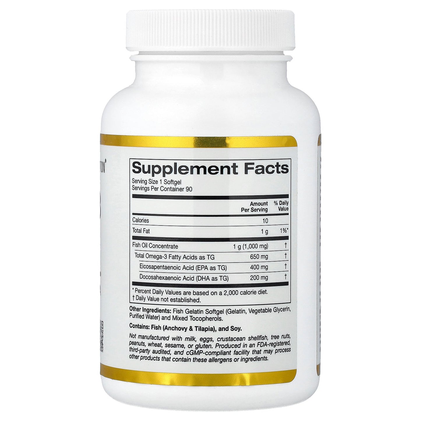 California Gold Nutrition, Omega-3 Fish Oil, Vivomega Triglyceride, 1,000 mg, 90 Fish Gelatin Softgels