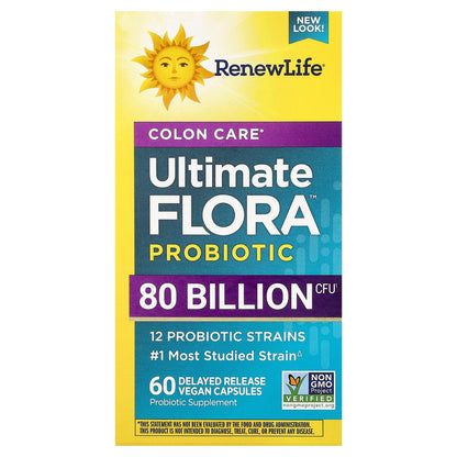 Renew Life, Colon Care Ultimate Flora™ Probiotic, 60 Delayed Release Vegan Capsules