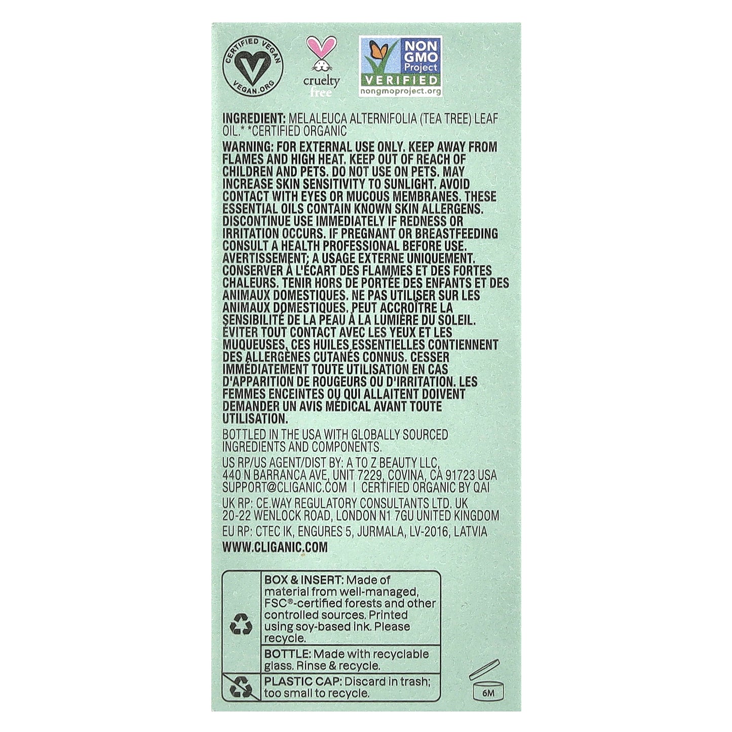 Cliganic, Boost of Clarity™, Organic Essential Oil, Tea Tree, 0.34 fl oz (10 ml)