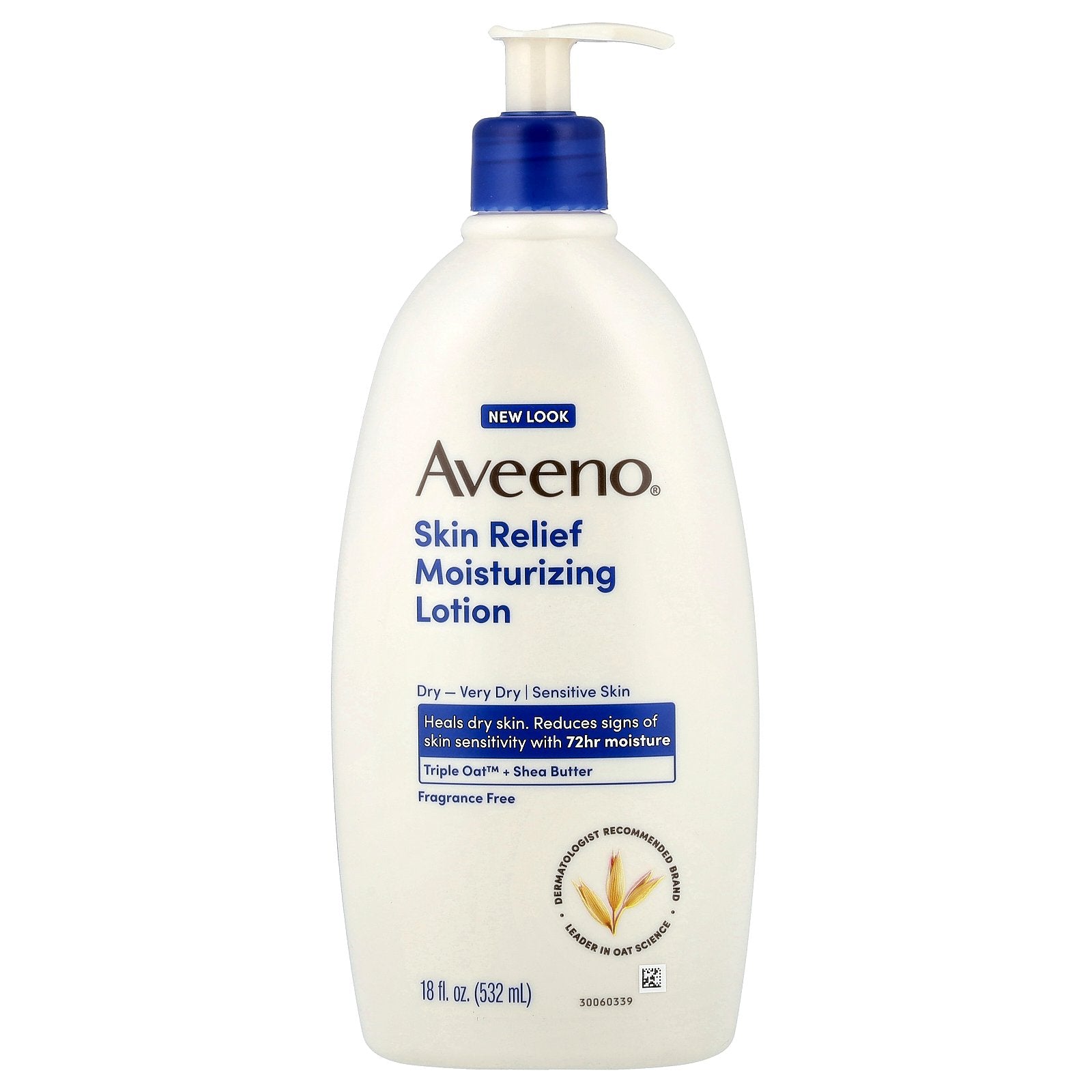 Aveeno, Skin Relief Moisturizing Lotion, For Dry to Very Dry, Sensitive Skin, Fragrance Free, 18 fl oz (532 ml)