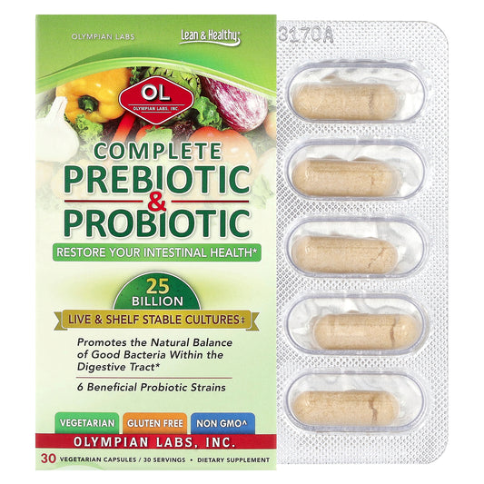 Olympian Labs, Complete Prebiotic & Probiotic, 30 Vegetarian Capsules