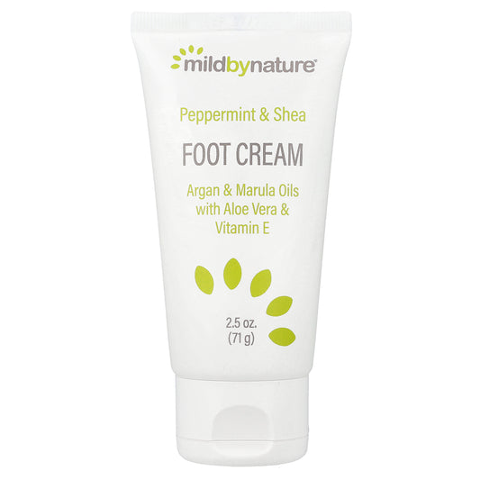Mild By Nature, Peppermint & Shea Foot Cream with Argan & Marula Oils, 2.5 oz (71 g)