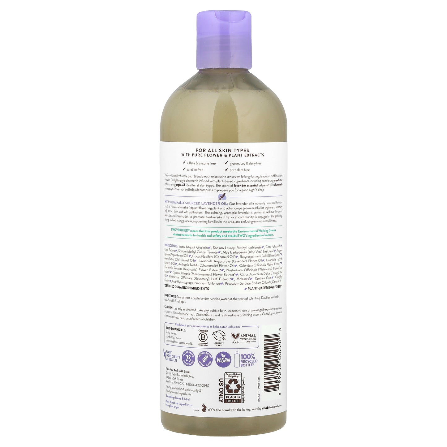 Babo Botanicals, Bubble Bath & Wash, Calming Lavender, 15 fl oz (450 ml)
