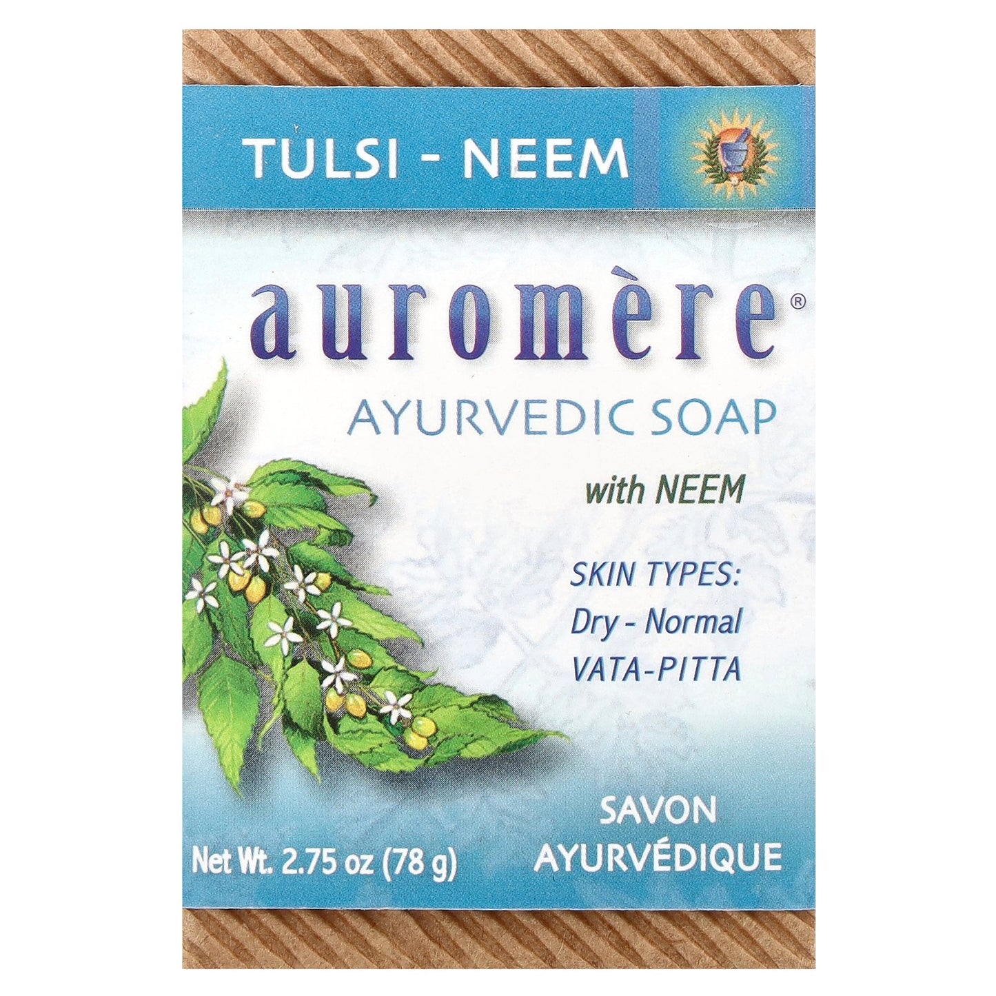 Auromere, Ayurvedic Bar Soap with Neem, Tulsi-Neem, 2.75 oz (78 g)