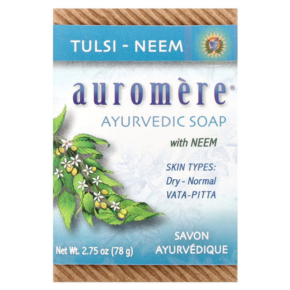 Auromere, Ayurvedic Bar Soap with Neem, Tulsi-Neem, 2.75 oz (78 g)