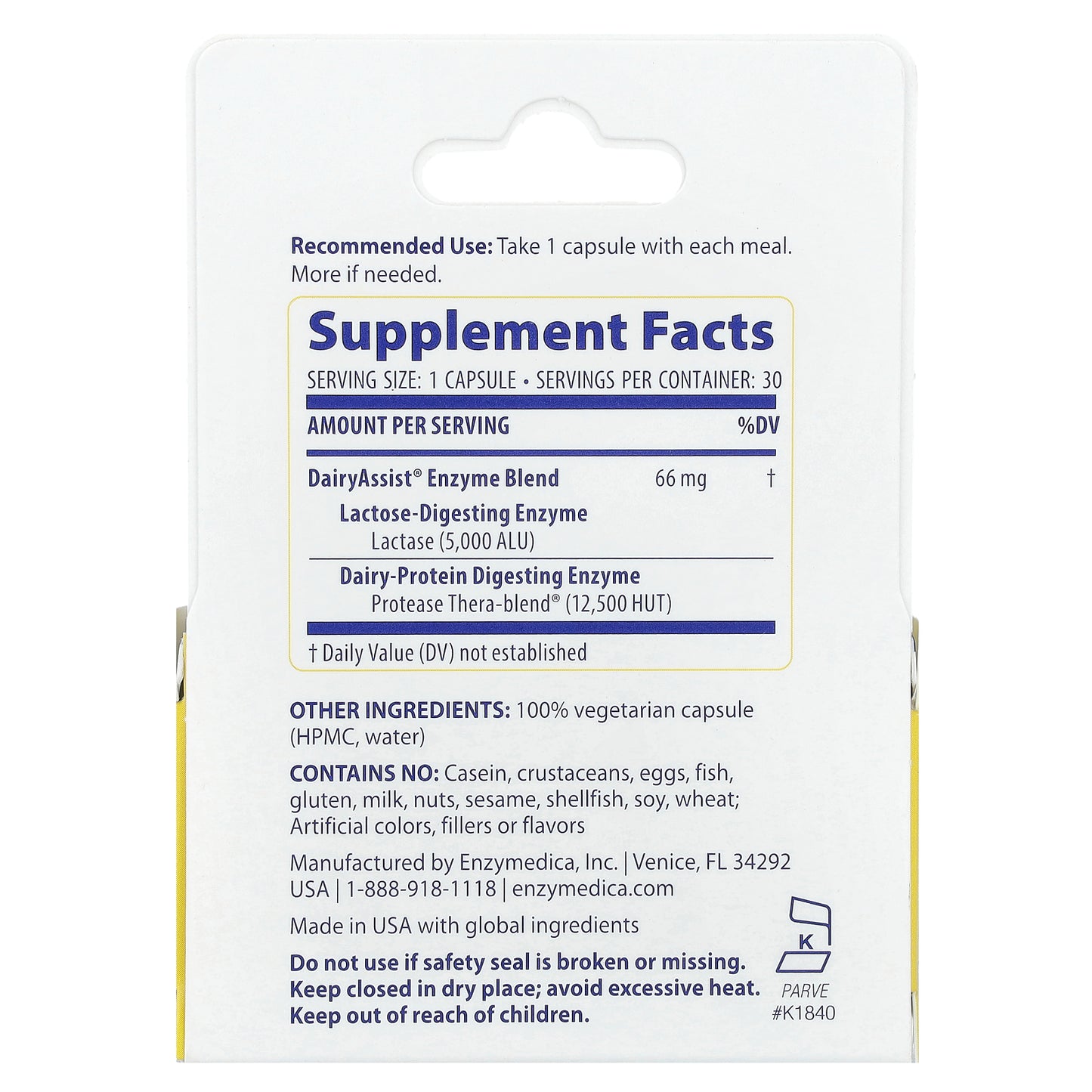 Enzymedica, DairyAssist®, 30 Capsules