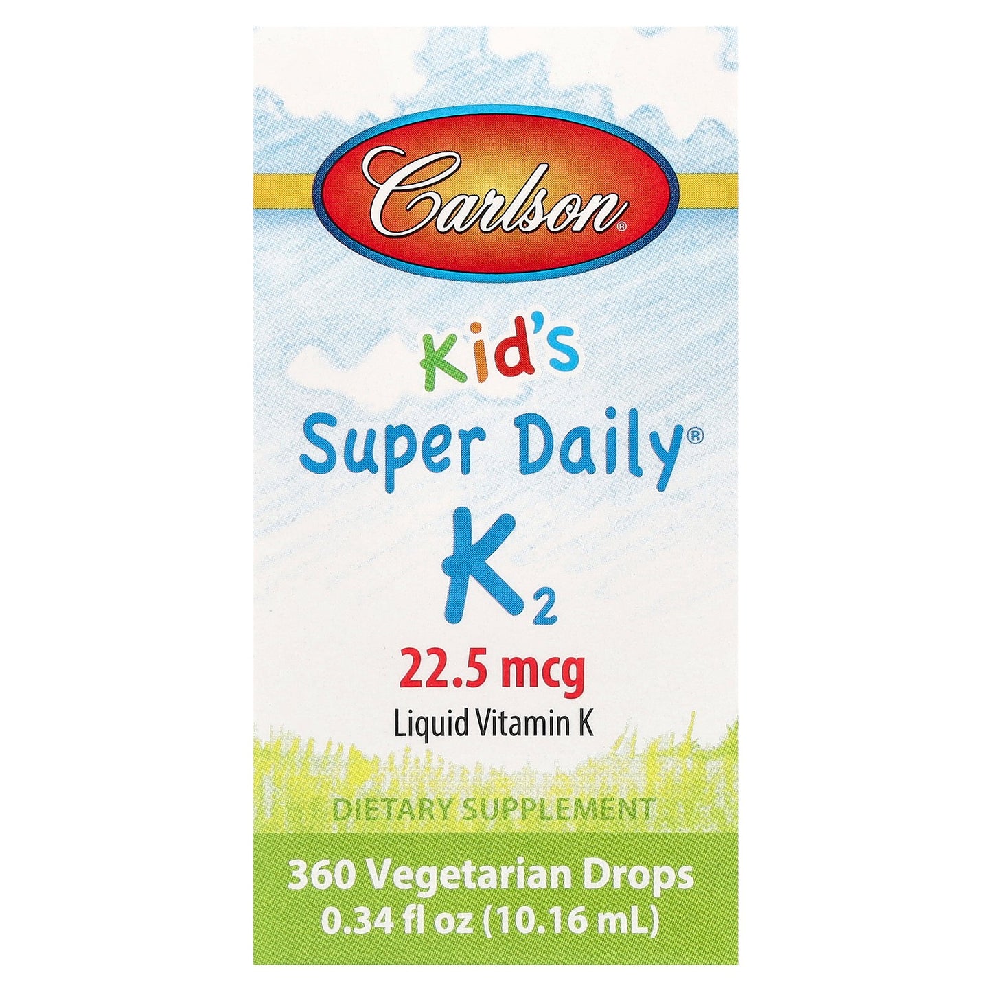 Carlson, Kid's Super Daily® K2, 22.5 mcg, 0.34 fl oz (10.16 ml)