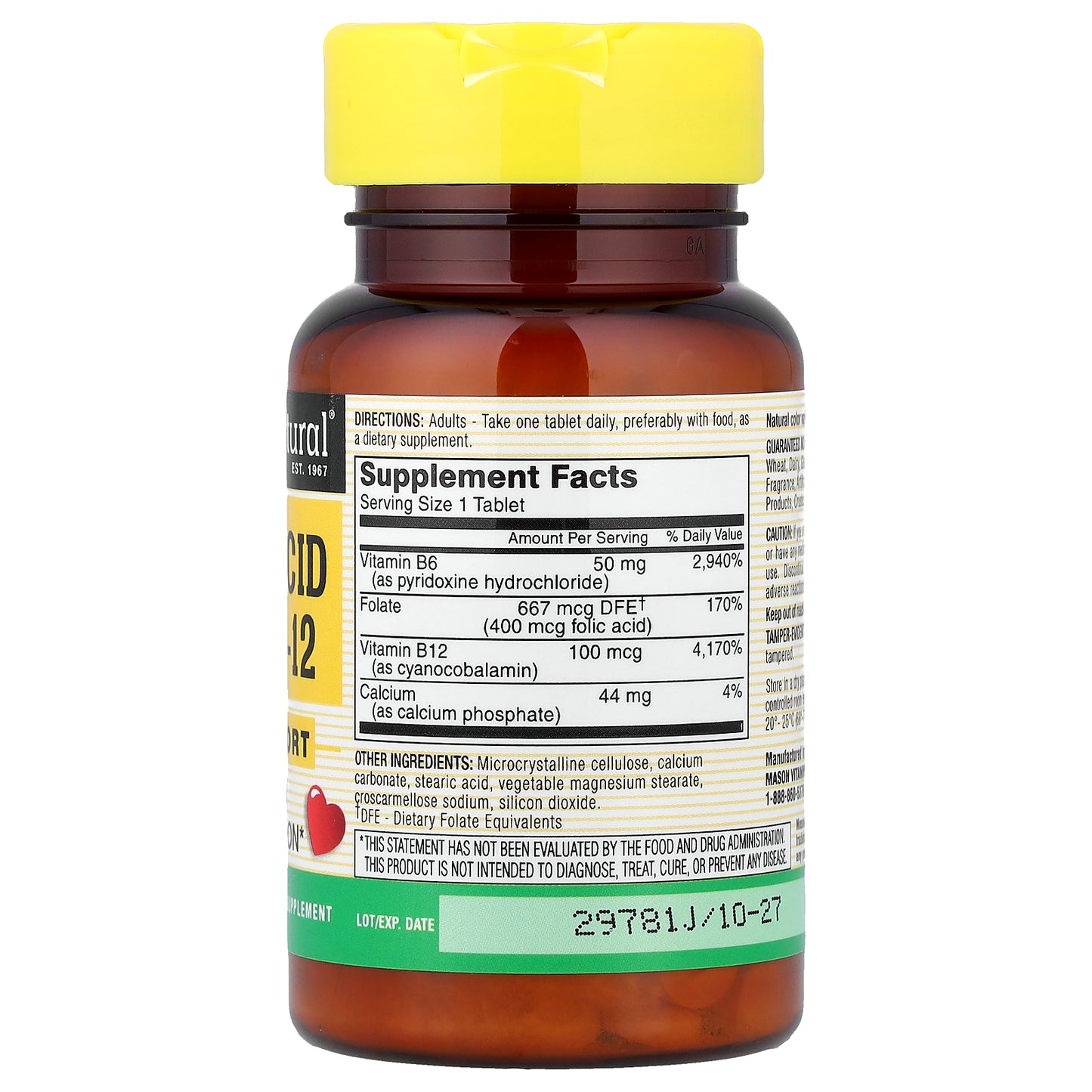 Mason Natural, Folic Acid B6 & B12, 90 Tablets