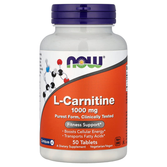 NOW Foods, L-Carnitine, 1,000 mg, 50 Tablets