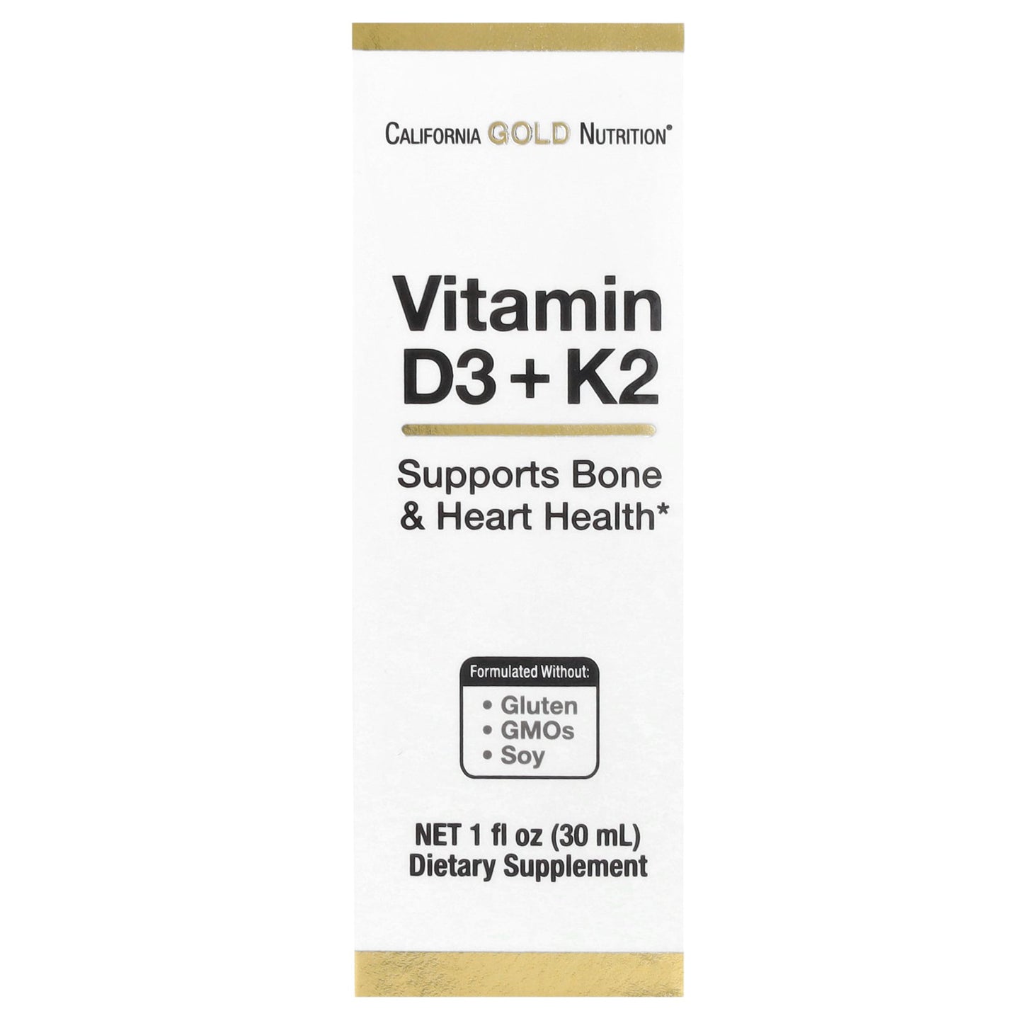 California Gold Nutrition, Vitamin D3 + K2 as MK-4, 25 mcg (1,000 IU), 1 fl oz (30 ml)
