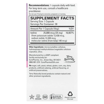 Terry Naturally, Tri-Iodine®, 25 mg, 30 Capsules
