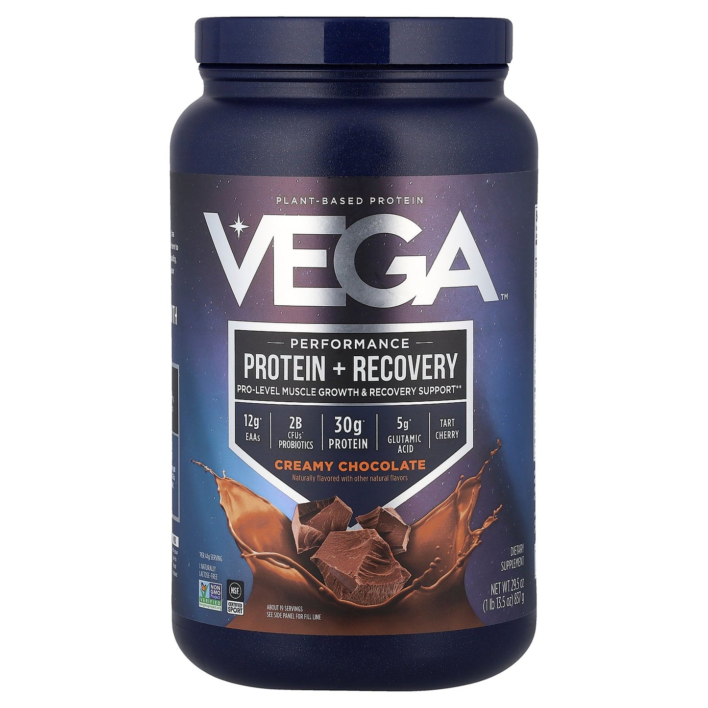 Vega, Plant-Based Protein, Performance Protein + Recovery, Creamy Chocolate, 1 lb 13.5 oz (837 g)