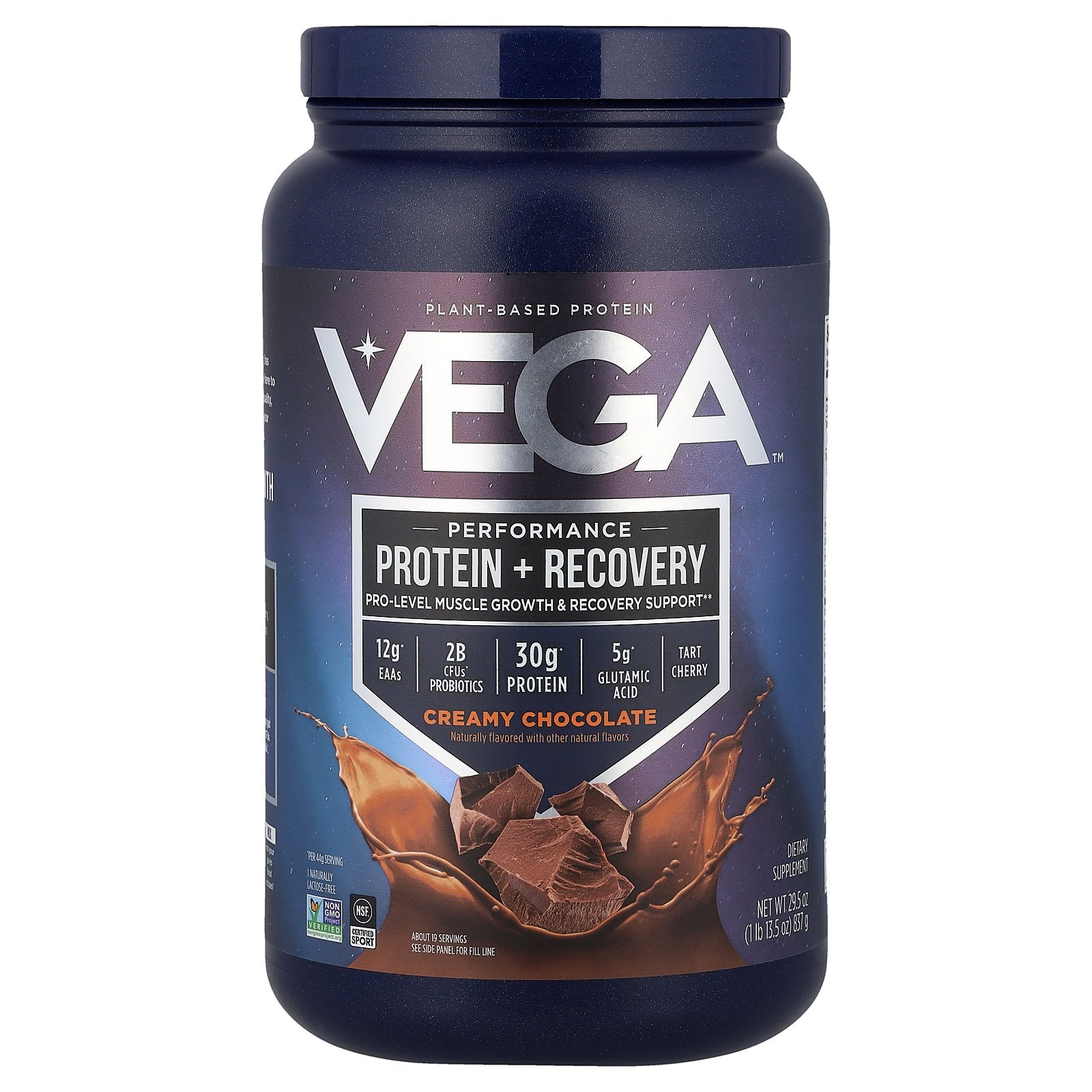 Vega, Plant-Based Protein, Performance Protein + Recovery, Creamy Chocolate, 1 lb 13.5 oz (837 g)
