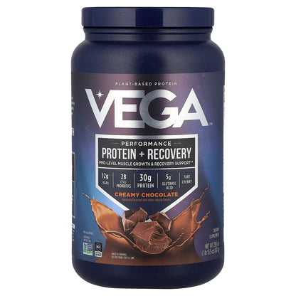 Vega, Plant-Based Protein, Performance Protein + Recovery, Creamy Chocolate, 1 lb 13.5 oz (837 g)