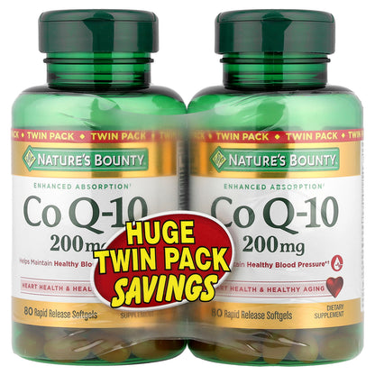 Nature's Bounty, Co Q-10, Twin Pack, 200 mg, 2 Bottles, 80 Rapid Release Softgels Each