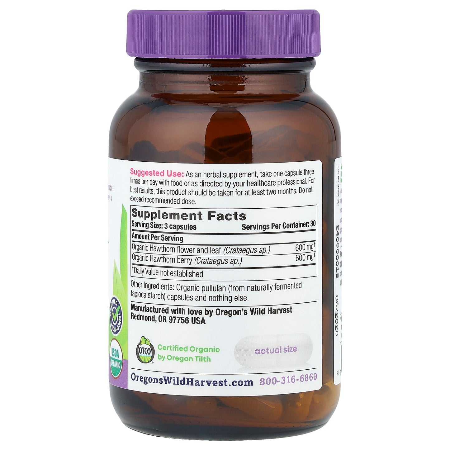 Oregon's Wild Harvest, Organic Hawthorn, 90 Vegan Capsules