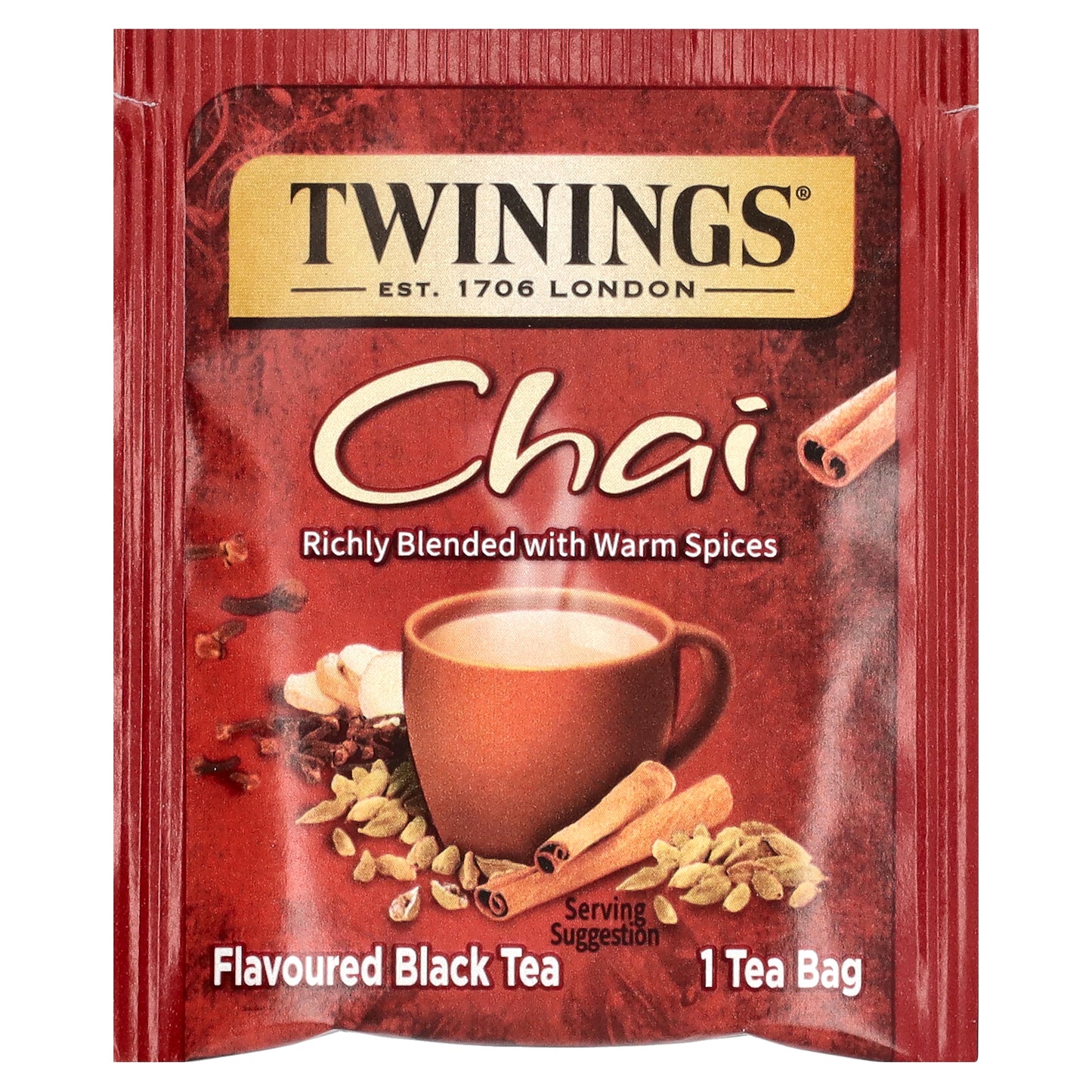 Twinings, Flavored Black Tea, Chai, 25 Tea Bags, 1.76 oz (50 g)