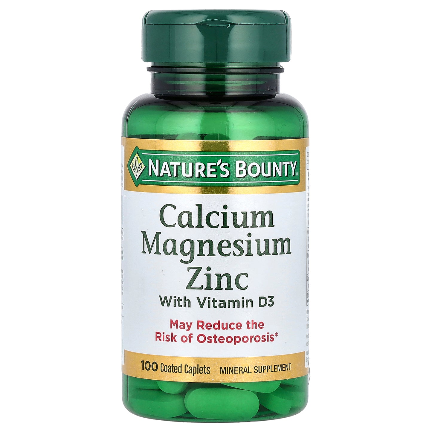 Nature's Bounty, Calcium Magnesium Zinc with Vitamin D3, 100 Coated Caplets