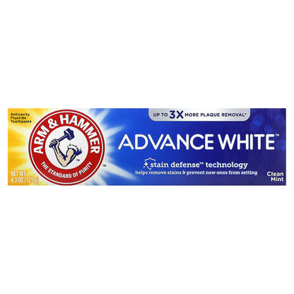 Arm & Hammer, AdvanceWhite, Anticavity Fluoride Toothpaste, Clean Mint, 4.3 oz (121 g)