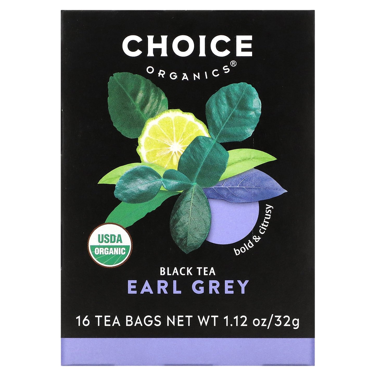 Choice Organic Teas, Black Tea, Earl Grey, 16 Tea Bags, 1.12 oz (32 g)