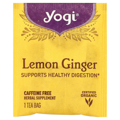 Yogi Tea, Lemon Ginger, Caffeine Free, 16 Tea Bags, 1.27 oz (36 g)