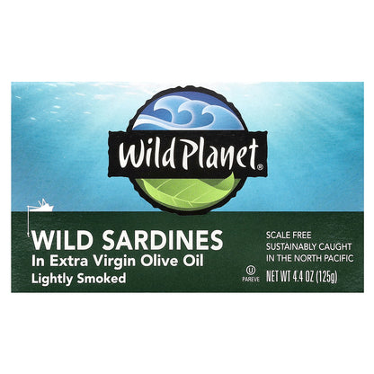 Wild Planet, Wild Sardines In Extra Virgin Olive Oil, Lightly Smoked, 4.4 oz (125 g)