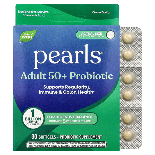 Nature's Way, Pearls®, Adult 50+ Probiotic, 1 Billion CFU, 30 Softgels