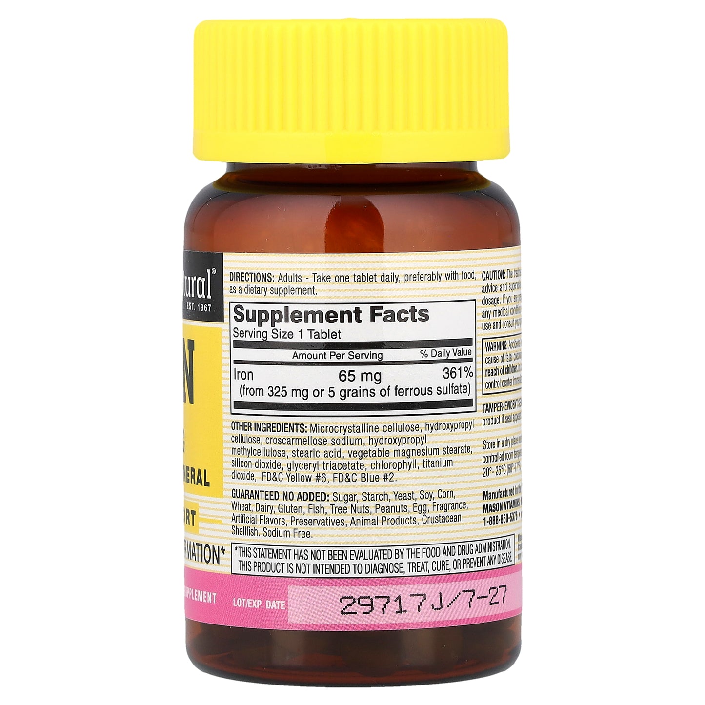 Mason Natural, Iron, 65 mg, 100 Tablets