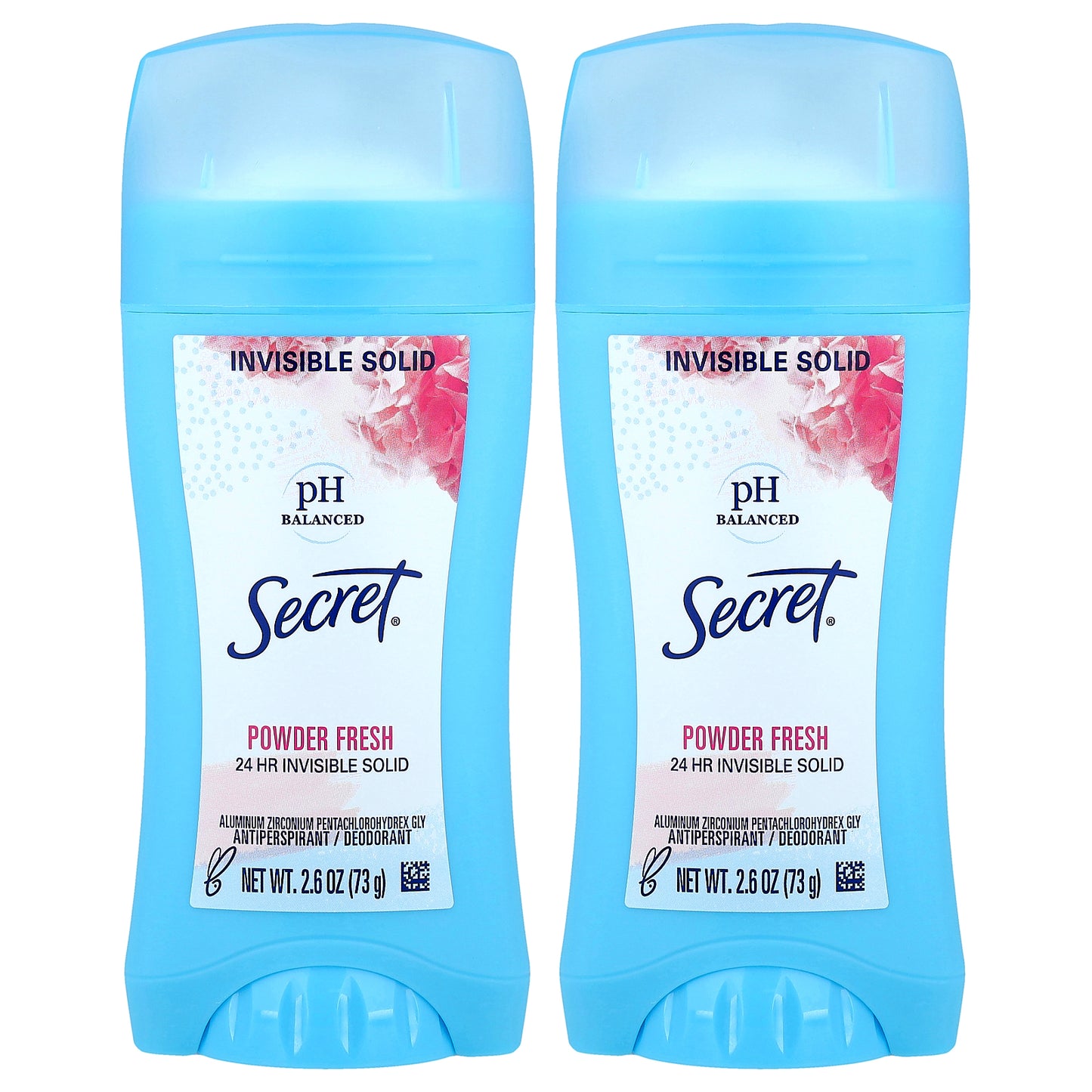 Secret, pH Balanced Invisible Solid Antiperspirant/Deodorant, Powder Fresh, Twin Pack, 2.6 oz (73 g) Each