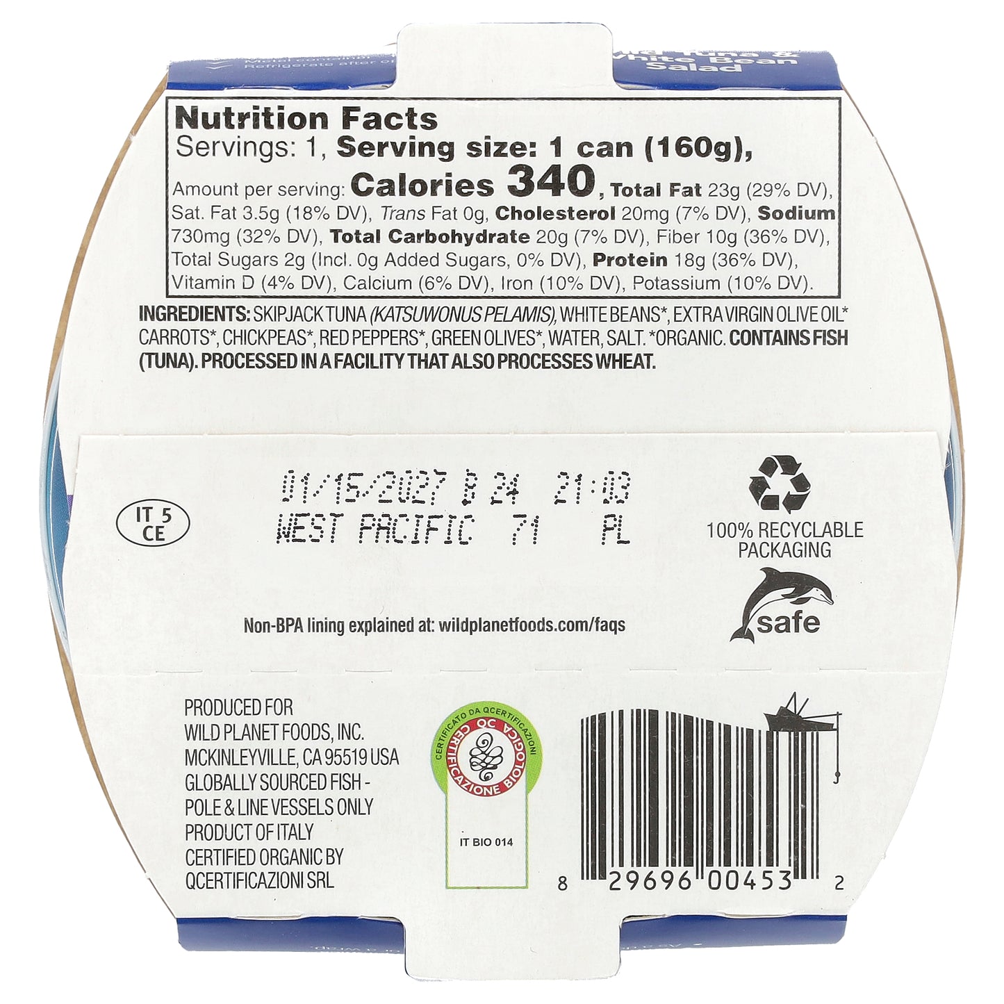 Wild Planet, Wild Tuna & White Bean Salad, 5.6 oz (160 g)